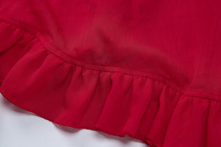 Long flared sleeve chiffon ruffle top