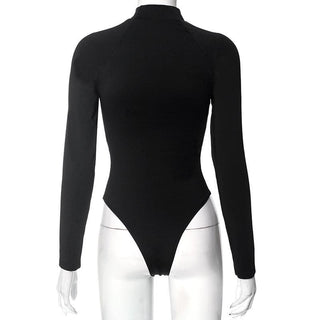 Long sleeve high neck button contrast bodysuit