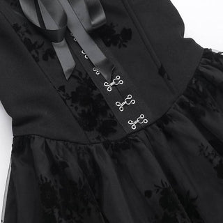 Ruffle smocked button ribbon flower print midi dress