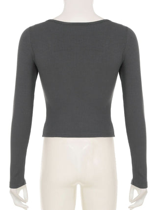 Long sleeve patchwork lace hem bowknot ruched top