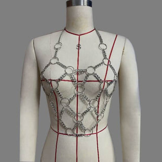 Halter o ring metal chain hollow out cut out top