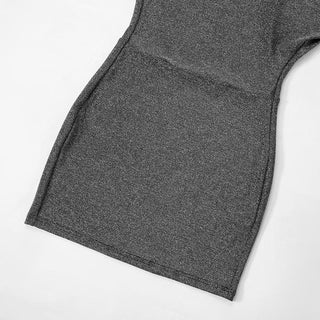 One shoulder long sleeve glitter mini dress
