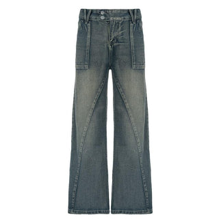 Straight leg button low rise jeans