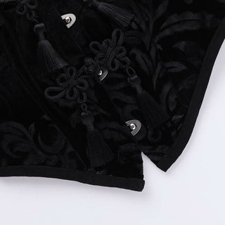 Halter button hollow out backless print cut out top