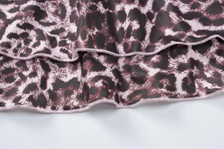 Leopard print v neck lace hem cami mini dress