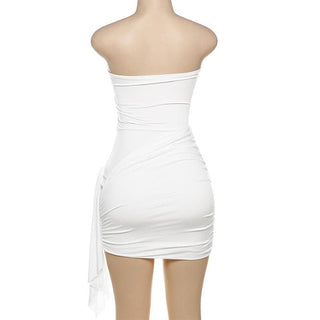 Ruffle solid ruched tube mini dress