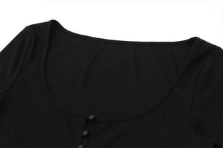 U neck long sleeve lace hem 2 piece cami top