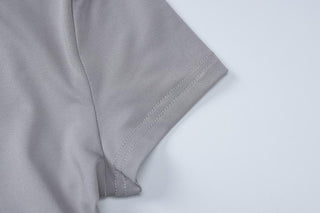 Short sleeve crewneck solid backless hollow out romper