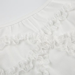 Lace hem bowknot pattern solid cami top