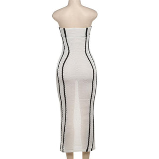Knitted cross front tube maxi dress