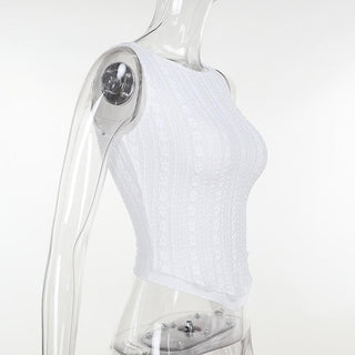 Crewneck textured ruffle solid tank top