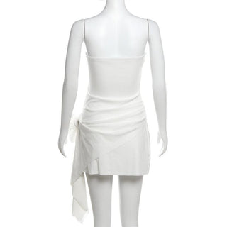 Flower applique ruched tube mini dress