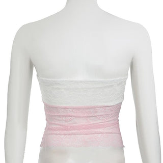 Lace knotted backless tube top