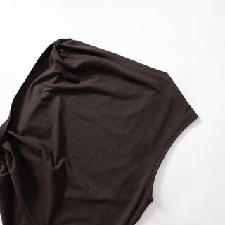 Crewneck irregular ruched solid top