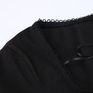 Self tie long sleeve square neck solid top