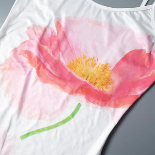 U neck flower print backless cami mini dress