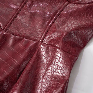 Zip-up PU leather sweetheart neck tube mini dress