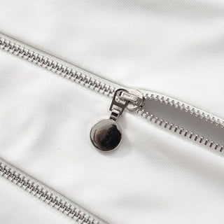 Zip-up hollow out u neck irregular solid cut out top