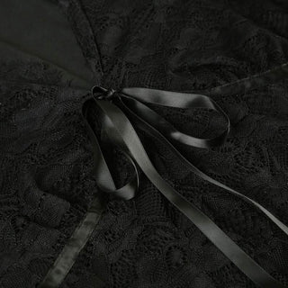 V neck long sleeve lace self tie mini dress