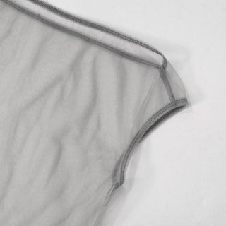 Turnover collar long sleeve mesh 2 piece top