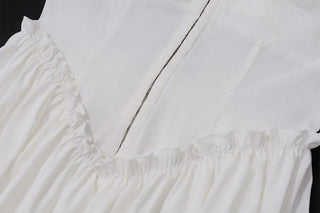 Button ruffle square neck ruched bustier tank mini dress-final-sale