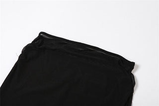 Mesh off shoulder halter solid backless ruched top