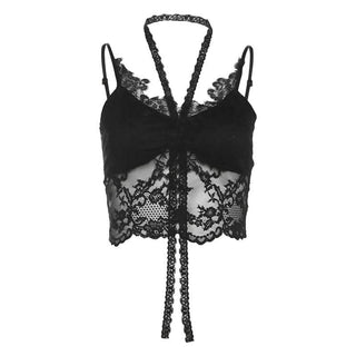 Halter v neck lace cami top