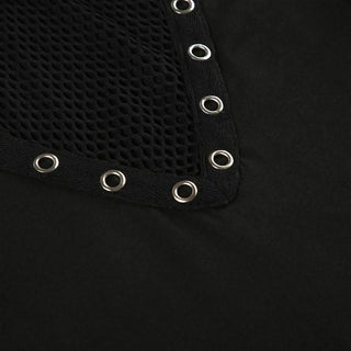 Long sleeve cross front hollow out fishnet patchwork cut out top