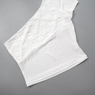 One shoulder lace knotted crop top