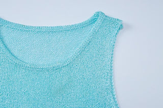 Sleeveless u neck knitted solid mini dress