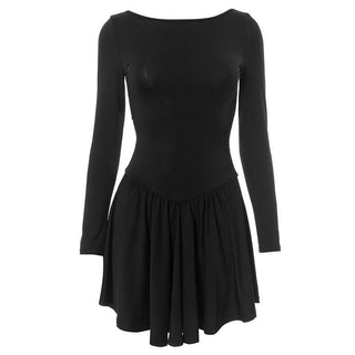 Long sleeve ruched solid mini dress