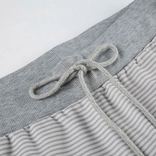 Striped self tie straight leg pant