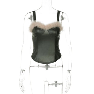 Sweetheart neck fluffy cami top