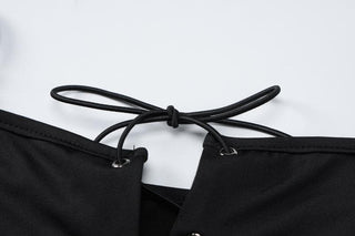 Lace up hollow out backless cami cut out mini dress