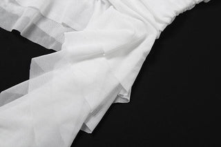 Ruffle mesh ruched irregular solid tube top