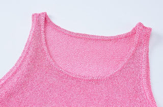 Sleeveless u neck tassels knitted mini dress