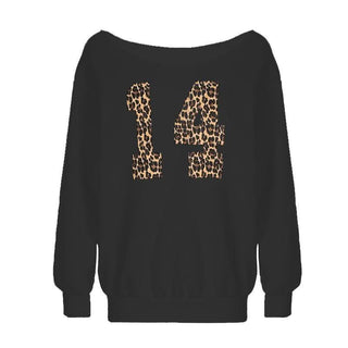 Long sleeve leopard print "14" pattern top