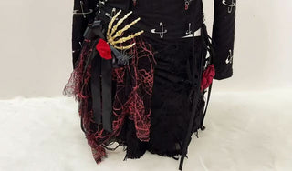 Long sleeve spider applique beaded mini skirt set