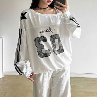 Irregular long sleeve self tie print contrast top