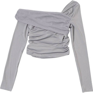 Off shoulder long sleeve ruched top