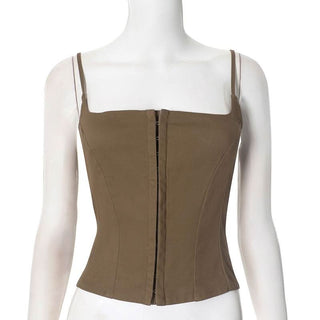 Square neck button cami top