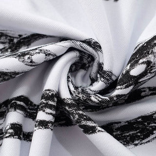 Irregular long sleeve chain print one shoulder top