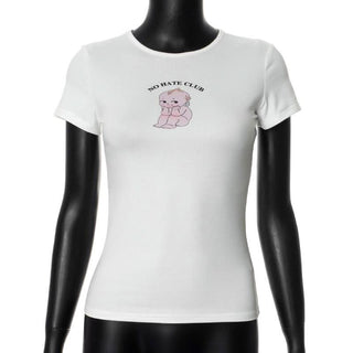 Crewneck short sleeve doll pattern contrast top