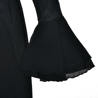 Ruffle long flared sleeve u neck solid midi dress - Final Sale