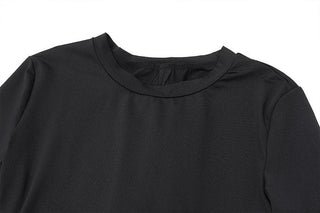 Long sleeve crewneck bowknot lace up ribbon ruched mini skirt set