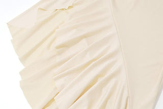 Ruffle ruched irregular solid midi skirt