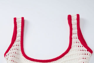 U neck backless knitted self tie cami maxi dress