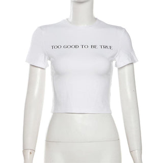 Short sleeve letter print solid top