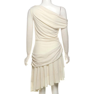 One shoulder ruched solid slit mini dress