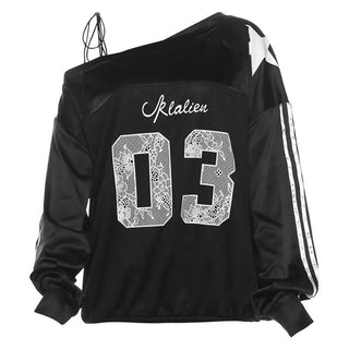 Irregular long sleeve self tie print contrast top